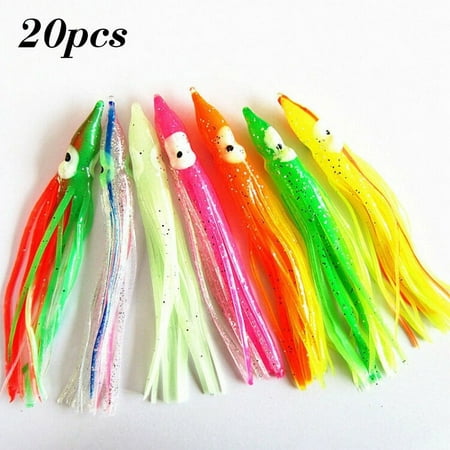 20pcs Kit Mixed Octopus Squid Skirt Lures Bait Saltwater Soft Fishing Lures Lot