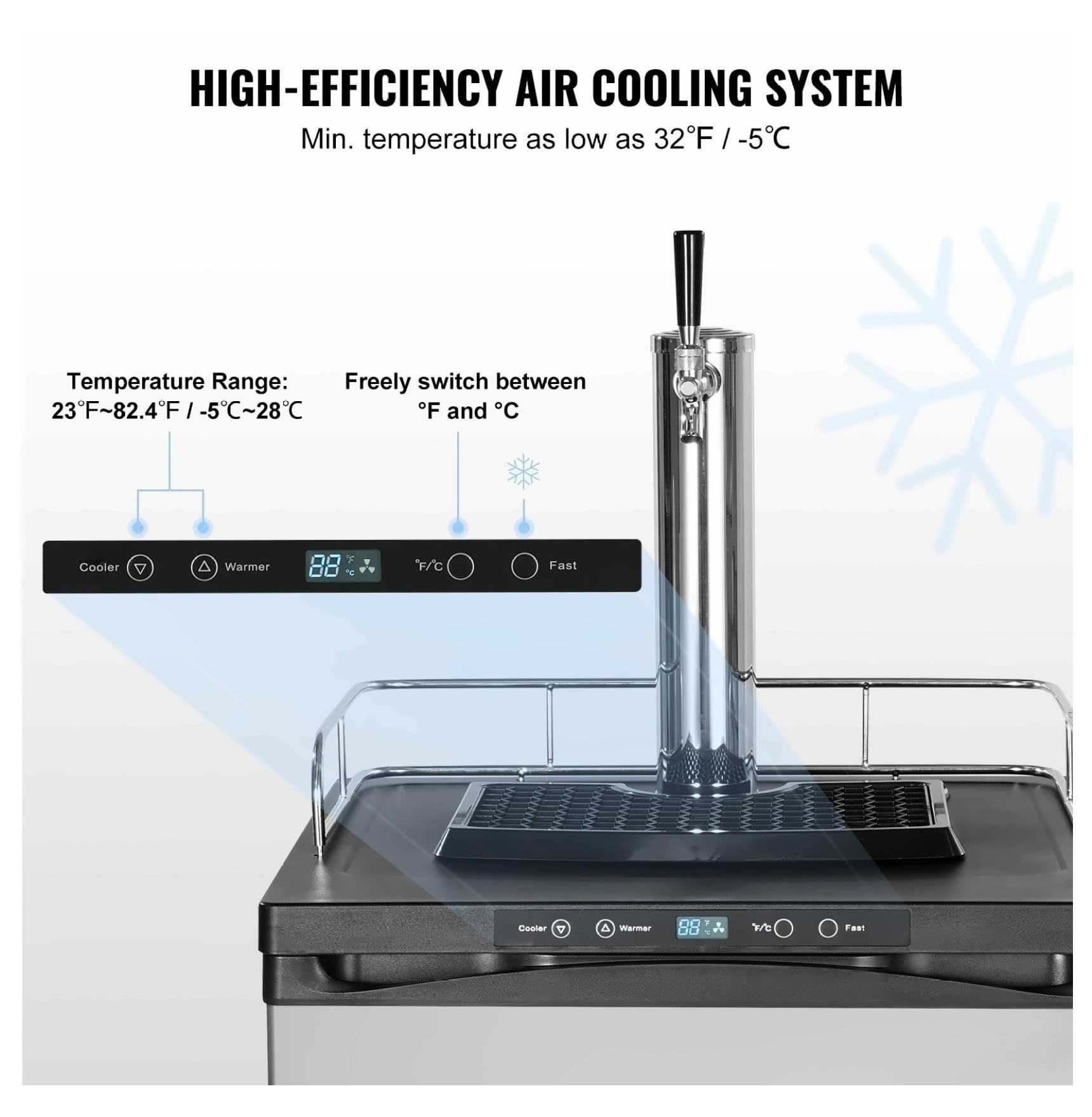 Beer Kegerator Draft Beer Dispenser - Full Size Keg Refrigerator Single Tap - 162L Kegerator for Home Bar & Restaurant