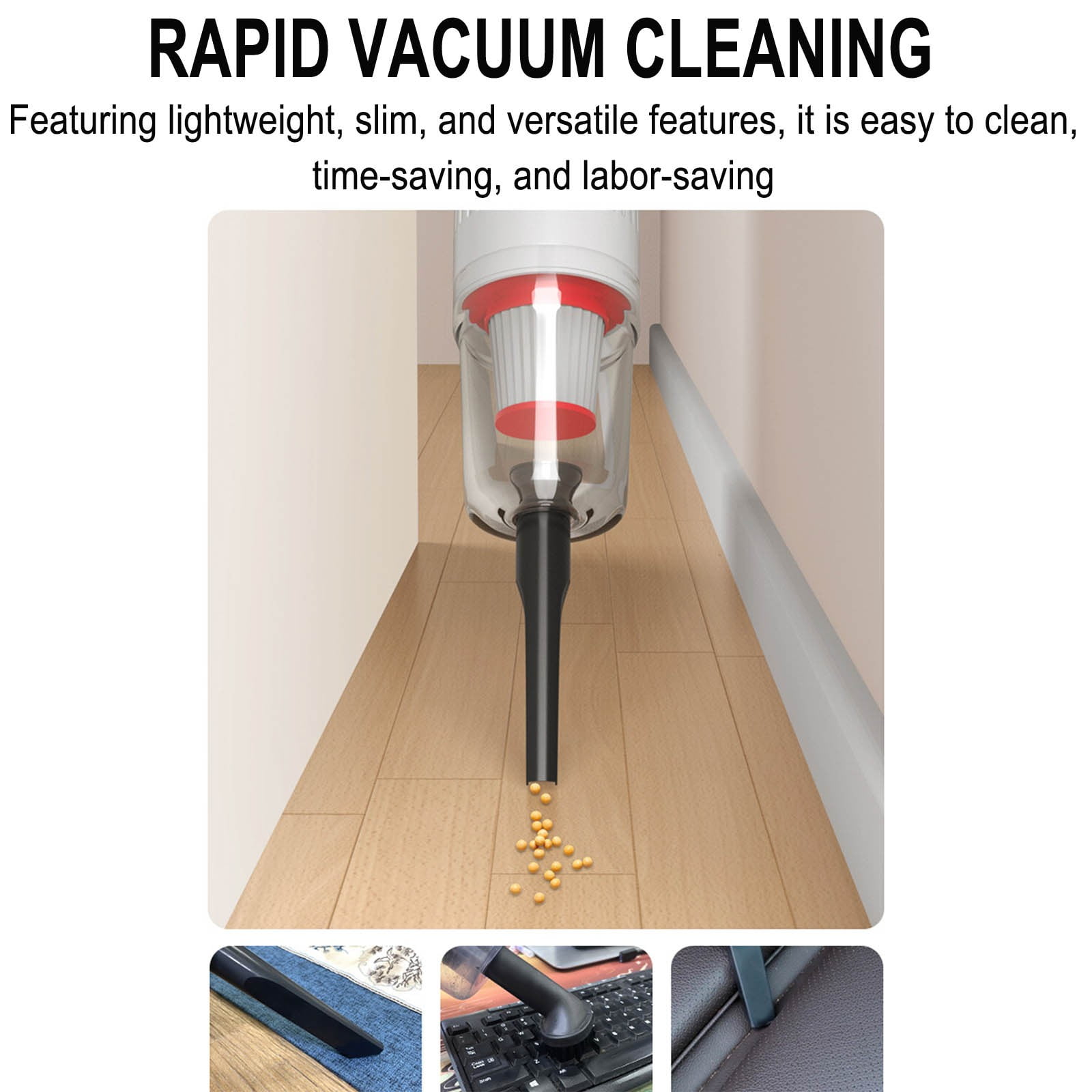 Portable 2-in-1 Stick Vacuum Cleaner - 12000Pa Strong Suction, Wireless Handheld for Home & Car, Lightweight, Reusable Filter, Extendable Rod for Easy Cleaning