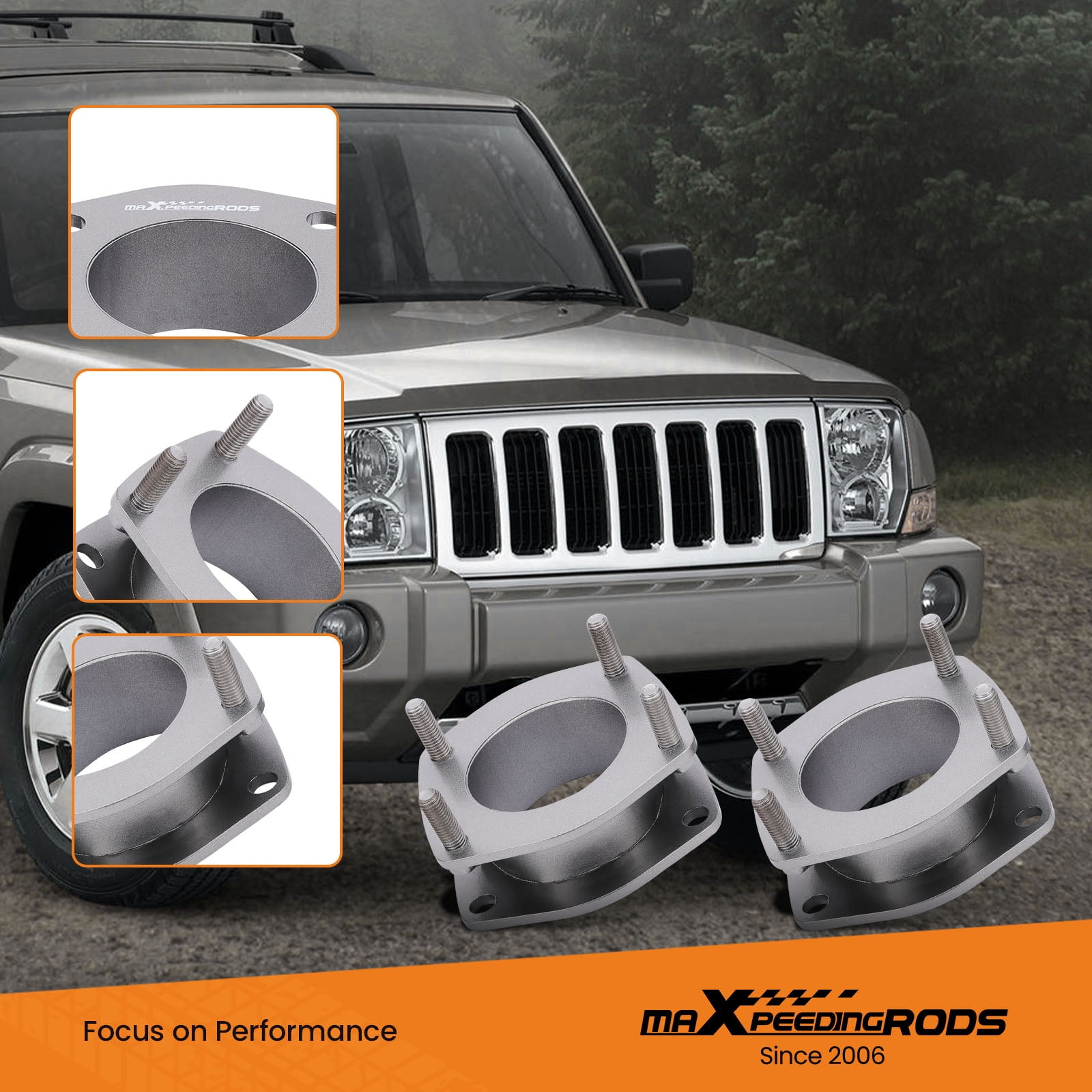maXpeedingrods 2" Front Lift Kit for Jeep Grand Cherokee WK 2005-2010, Commander XK 2006-2010, Suspension Leveling Kit, Gray