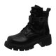thumbnail image 1 of NECHOLOGY Botas Mujer Adulto Femenino Zapatos Botines para mujer Botas Mujer/Invierno Botas De Moto Estilo Británico Suela Gruesa Hebilla De Cinturón Botas Retro Botas Grandes (Black, 8), 1 of 7