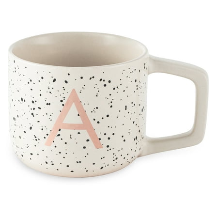 Thyme & Table 13.5 fl oz Monogram A White Speckled Stoneware Mug