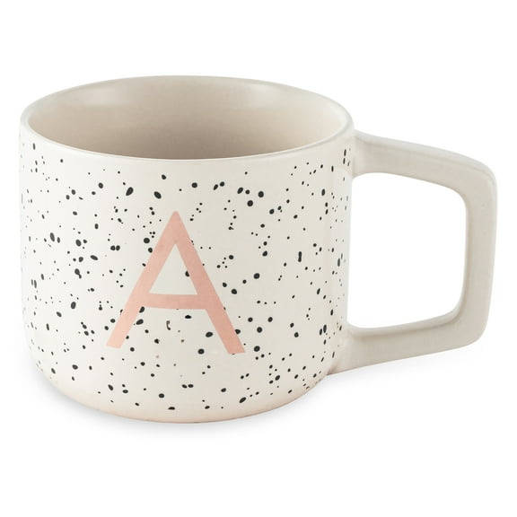 Thyme & Table 13.5 fl oz Monogram A White Speckled Stoneware Mug
