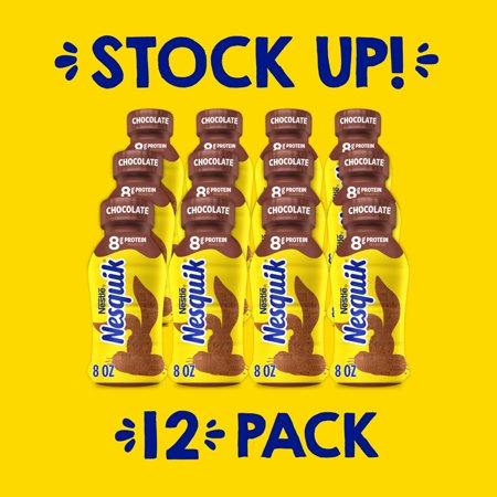 NESQUIK CHOCOLATE MILK, READY TO DRINK, LOW-FAT MILK, 12 BULK PACK, 8 FL OZ BOTTLES