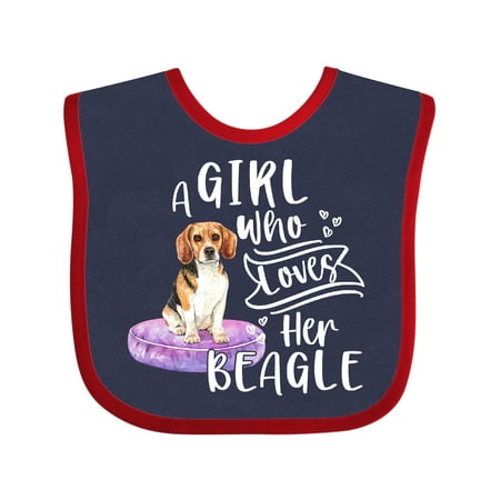 

Inktastic A Girl Who Loves Her Beagle Gift Baby Boy or Baby Girl Bib