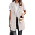 thumbnail image 6 of Kinrui Long Fuzzy Vests for Women Soft Cozy Sleeveless Sherpa Jacket Shawl Collar Open Front Fleece Cardigan Casual Lightweight Outerwear with Pockets White M, 6 of 7