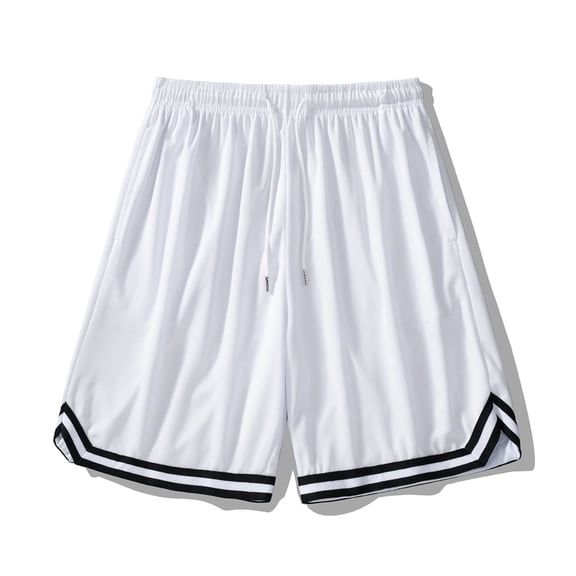 Men's Basketball Shorts, Athletic Mesh Quick Dry Shorts with Drawstring, Striped Trim Loose Fit Casual Sports Shorts S-3XL