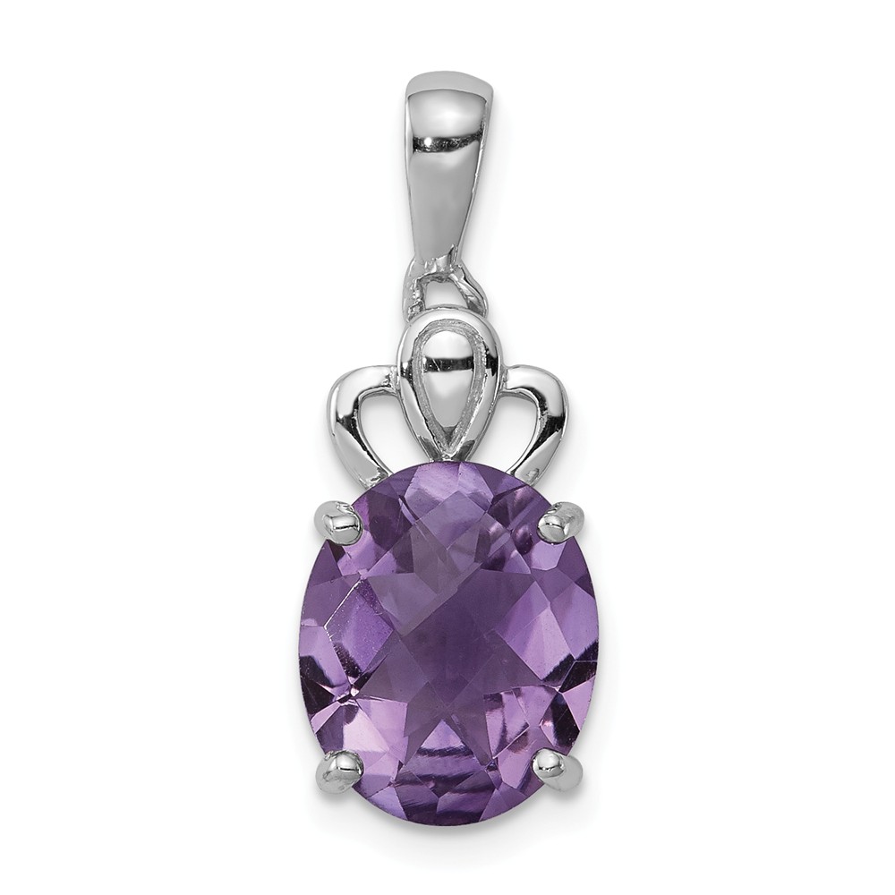 FB Jewels Solid 925 Sterling Silver Amethyst Flower Pendant 16 Chain