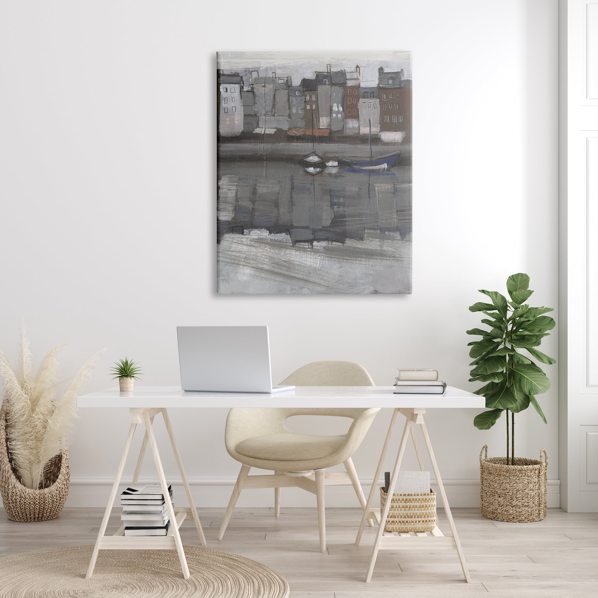 Stupell Industries Stormy Coastal City Landscape Murky Sea Port, 36 x 48, Design by Jennifer Paxton Parker