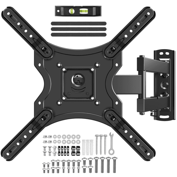 MOUNT PRO Full Motion TV Wall Mount for Most 20-55 inch Flat Curved TVs,Tilting TV Mount with Swivels Articulating Arms Max VESA 400X400mm, 77lbs