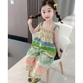thumbnail image 4 of TAIAOJING Girls Summer Outfits Sets Toddler Casual Jumpsuit Onesie Strapless Floral Print Wide Leg Romper For Ages 2-8 Years Lightweight Breathable Playwear Soft 5-6Y, 4 of 9