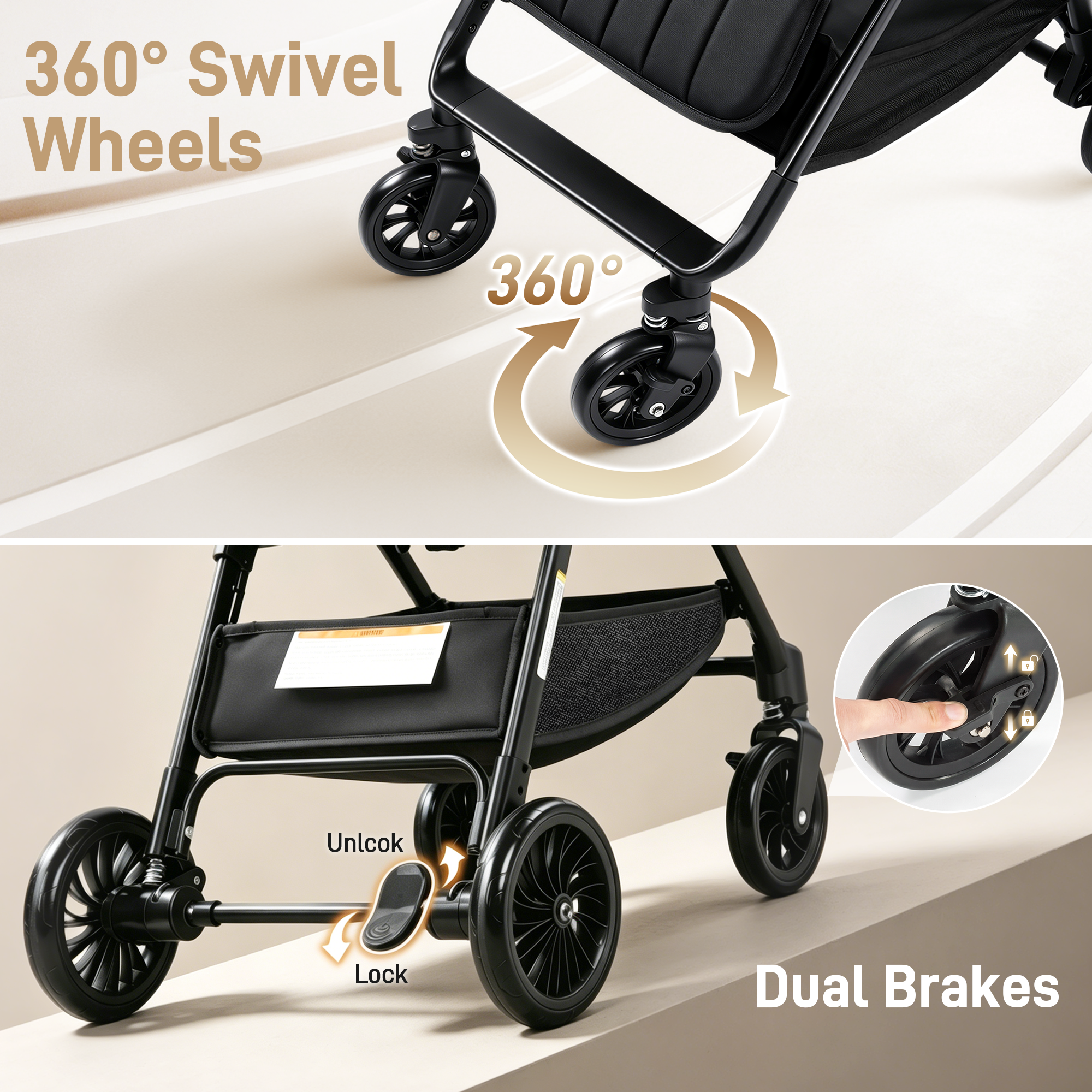 Vomeast Lightweight Foldable Stroller with Reversible Handle photo 4