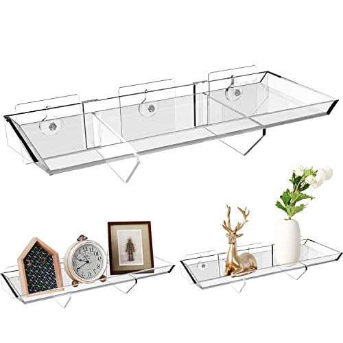 Acrylic Floating Shelf 3pcs Hanging Shelves No Drilling Wall Storage Holder