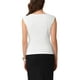 thumbnail image 3 of INSPIRAR CHIC Blusa de trabajo de mujer con cuello barco y mangas cortas, lazo frontal, color blanco, 3 of 6