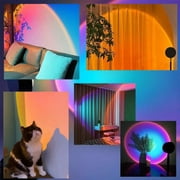 FAMKIT Sunset Lamp, RGB Color Changing LED Sunset Projector, 16 Colors Sunset Lamp Projection, 360° Rotation Floor Lamp Rainbow Projection Light for Gifts, Bedroom, Party, Christmas Decor