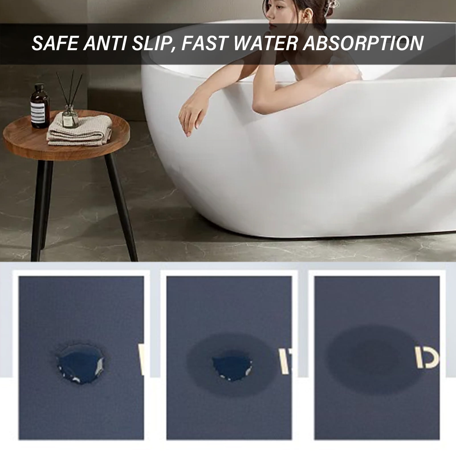 Generic Water Absorbing Bath Mat - Waterproof Bathroom Mat - Rubber Mats for Bathroom - Self Drying Bathroom Mat - Home Bath Mat Super Absorbent - Bathroom Rugs - Bath Mat Quick Dry