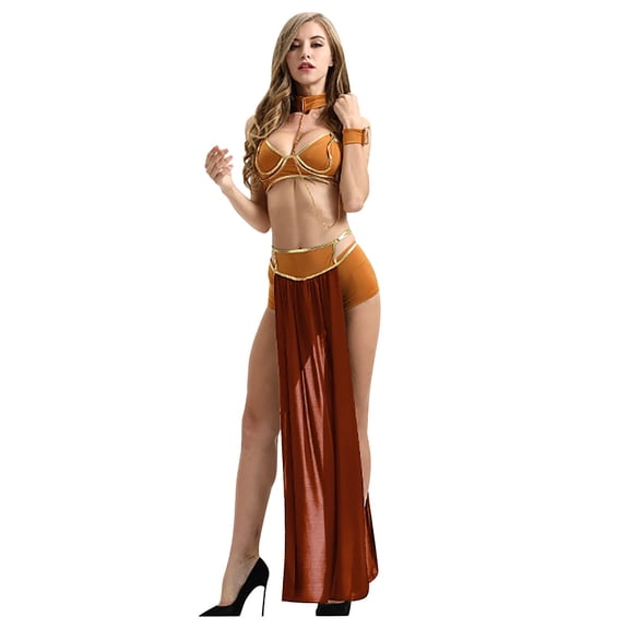 Xiaoxatg Womens Halloween Costume Cosplay Sexy Dress Halloween Party Stage Performance Gown Coffee S