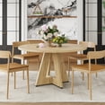 thumbnail image 5 of 47" Round Dining Table for 4-6 People, Modern Wood Kitchen Table with Sturdy Metal Base, Large Round Dinner Table for Dining Room, Easy Assembly, Natural, 5 of 7