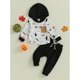 thumbnail image 2 of Wassery 2Pcs Baby Boys Fall Outfits Long Sleeve Ghost Bat Pumpkin Print Hoodie Sweatshirt Pullover Tops Sweatpants 6M 12M 18M 24M 3T Toddler Halloween Clothes, 2 of 8