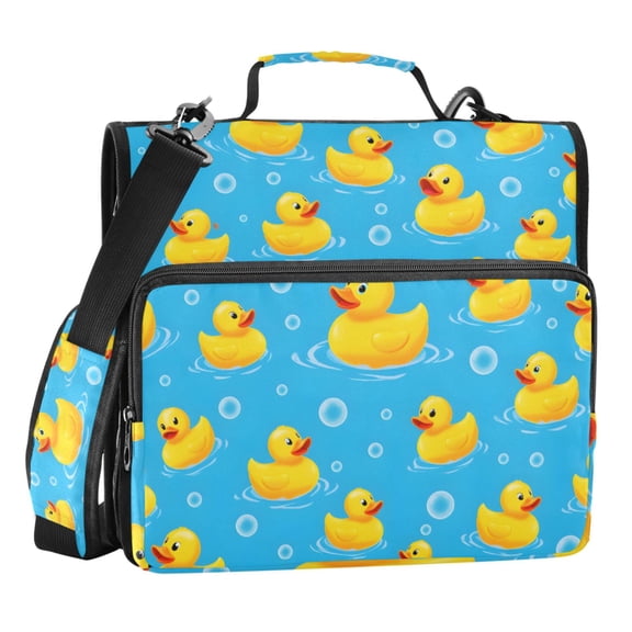 ALAZA Zipper Binder Cute Ducks Bubbles 3 Ring Trapper Keeper File Folder Organizer Bag