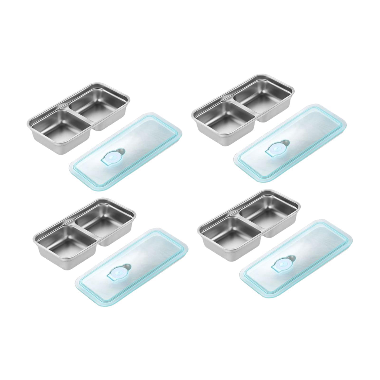 Fiocias 4 Pieces Stainless Steel Snack Container Bento Box Food Containers Sealing Lunch