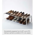 thumbnail image 3 of Yamazaki Home Stackable Shoe Rack, White, Steel,  Holds up to 4 pairs of shoes per shelf, Supports 6.6 pounds, Expandable, Stackable, 3 of 7