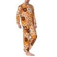 thumbnail image 2 of Salouo Hippie Ditsy Floral Print Button-Front Long Sleeve Pajama Set for Men, Soft 2Pjs Men's Long Sleeve Sleepwear-Large, 2 of 7