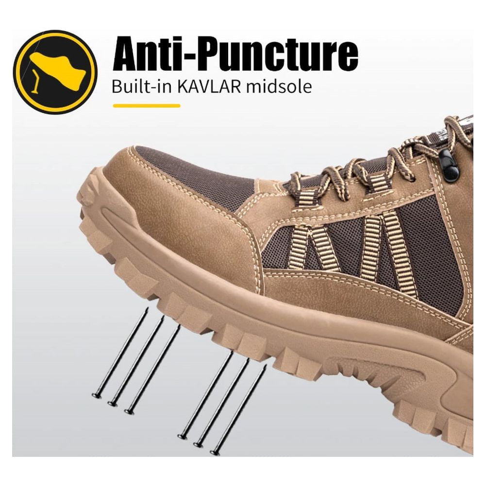 Ecetana Steel Toe Boots for Men Industrial Construction Anti-puncture Work Safety Shoes