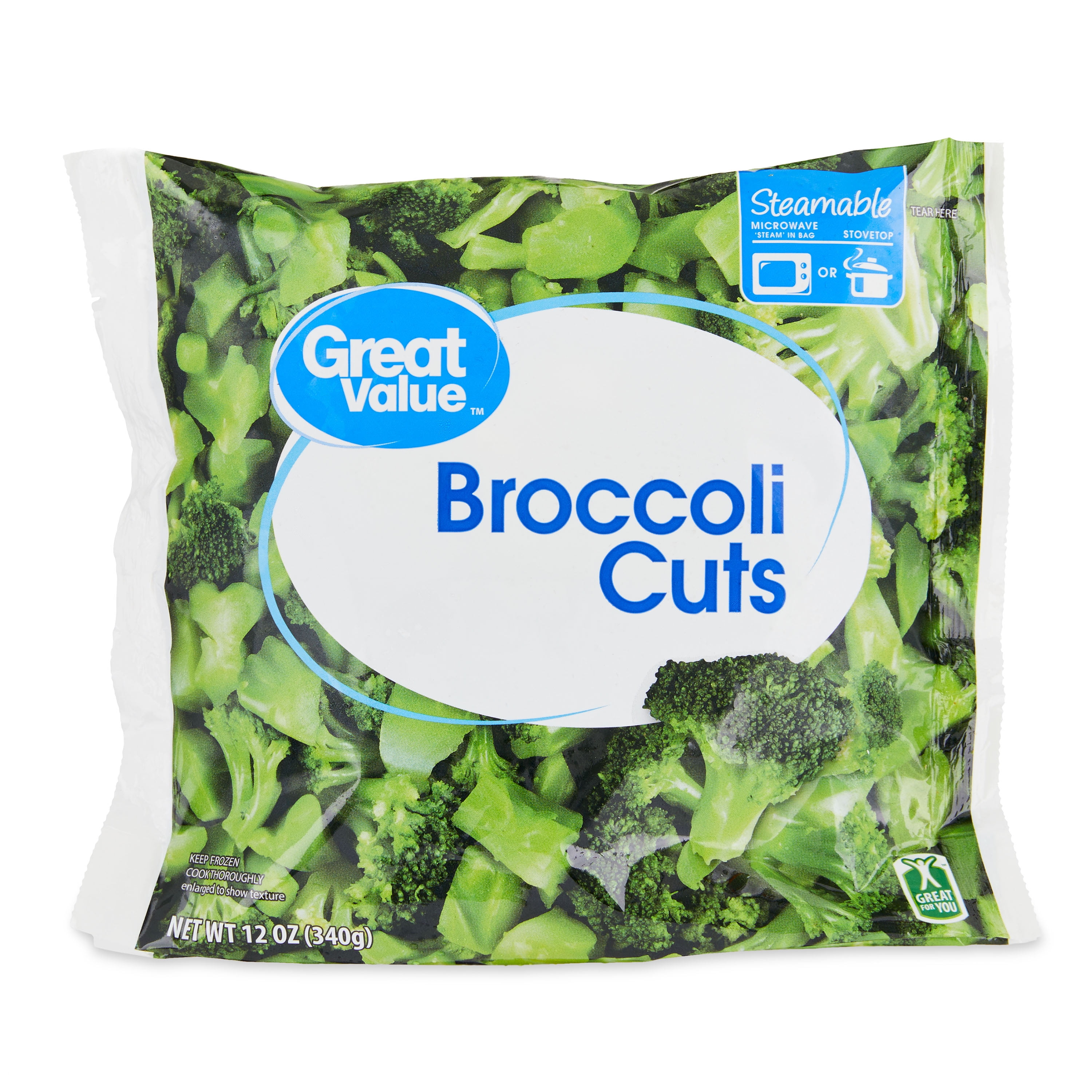 Great Value Frozen Broccoli Cuts 12 Oz Steamable Bag Walmart