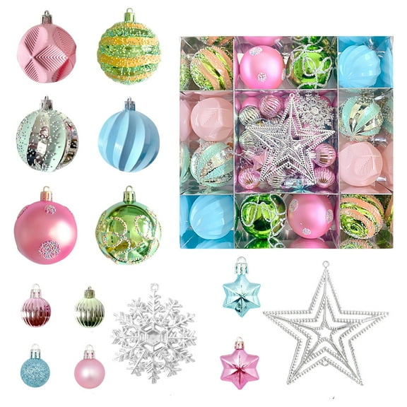 Cheapark 50Pc Christmas Balls Gift Box Set - Creative Hanging Pendants, Vibrant Tree Decorations, Festive Holiday Gift for Home Party Xmas Decor
