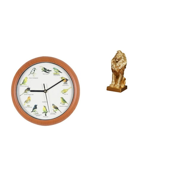 Reloj De Pared Con Pájaro Cantor, Escultura De León, Relojes De Pájaro, Relojes De Pared Colgantes, Decoración, Estatua De León, Adorno De Mesa Coleccionable, Figura Artística De León,