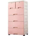 thumbnail image 3 of "Flkoendmall Vertical Storage Cabinet 5 Layers 6 Drawer Storage Tower Dressing Table Organizer（Pink）", 3 of 10