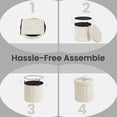 thumbnail image 5 of LEDREM Storage Ottoman, PU Leather Vanity Stool with 65L Hidden Compartment, Round Foot Rest Bench for Bedroom, Warm White, 5 of 8