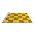 thumbnail image 2 of Ahgly Company Machine Washable Indoor Round Checkered Yellow Modern Area Rugs, 5' Round, 2 of 4