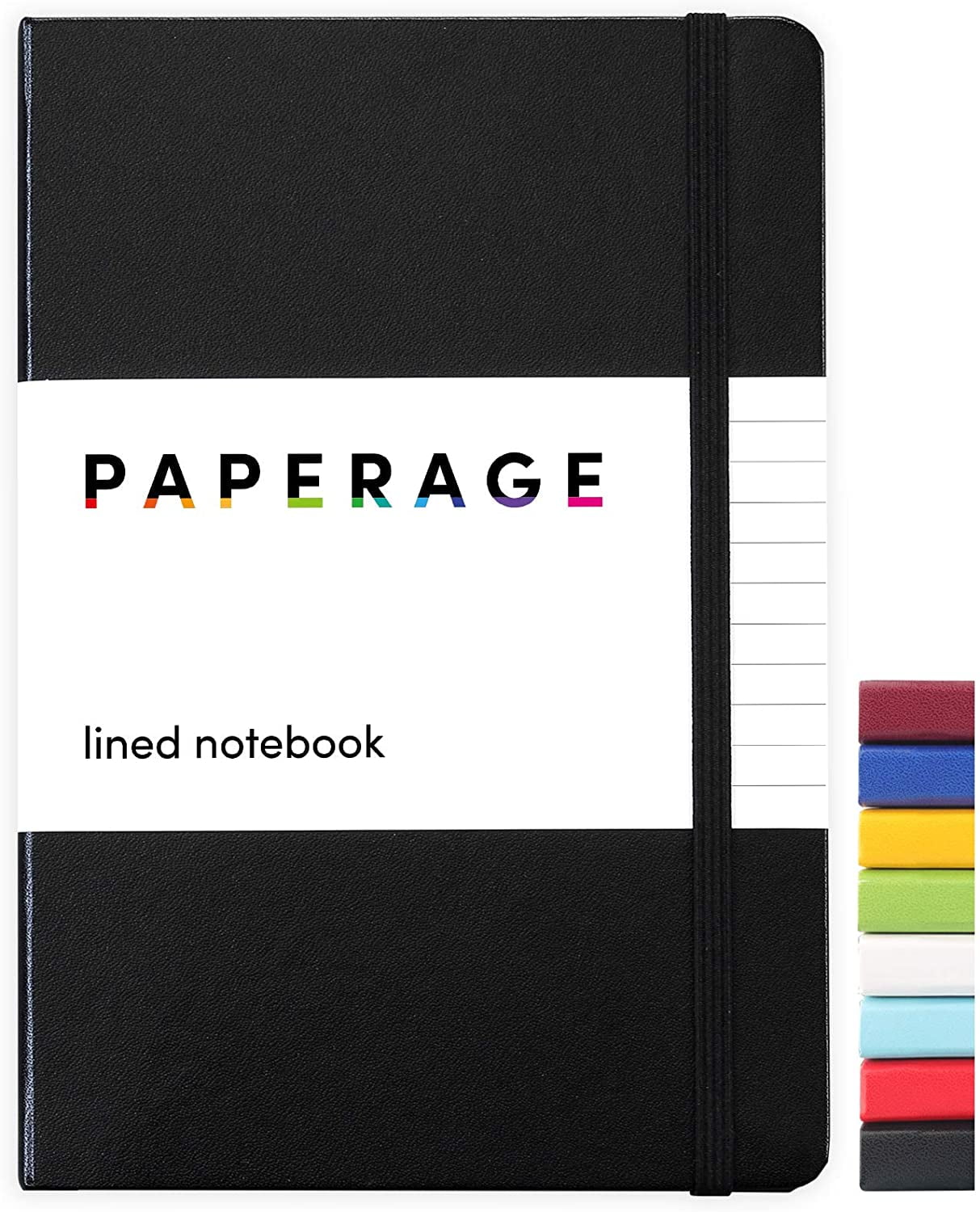 Paperage Black Notebook Journal, College Ruled, 5.7 x 8