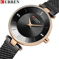 thumbnail image 2 of Classic Black Ladies Watches With Rhinestone Women's Fashion Steel Mesh Watch CURREN Female Wristwatch Dress Quartz Clock Gift, 2 of 7