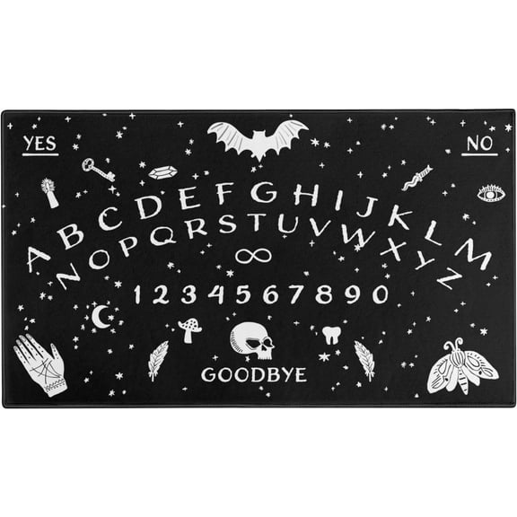 Halloween Door Mat,Goth Occult Spooky Creepy Witch Skull Bats Outdoor Mats for Front Door,Halloween Indoor Entrance Non-Slip Doormat Entryway Welcome Rubber Mats for Porch Decor 30" x 17"
