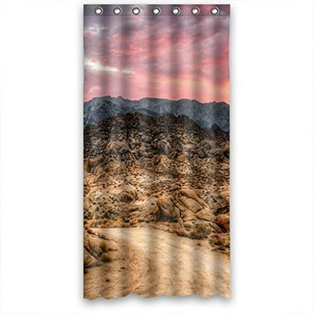 Alabama Bathroom Set GreenDecor Alabama Hills Waterproof Shower Curtain Set with Hooks Bathroom Accessories Size 36x72 inches ()