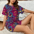 thumbnail image 4 of Sikiie Colorful Snake Womens Pajama Sets Short Sleeve Top With Pants Sleepwear 2 Piece Lounge SetX-Large, 4 of 6