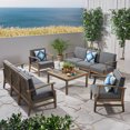 thumbnail image 2 of GDF Studio Abena Outdoor 8 Seater Acacia Wood Chat Set with Cushions, Gray and Dark Gray, 2 of 11