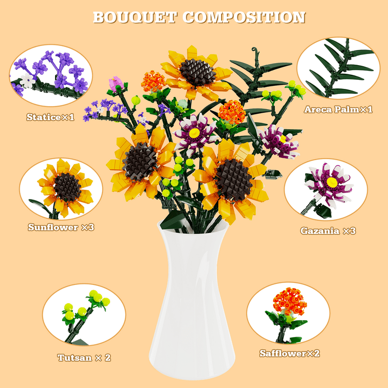 Auspcers Kit De Construction De Bouquet De Fleurs, Adult Botanical Collection Set Accessoires Decoratifs Creatifs Pour La Ma Amz
