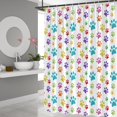 thumbnail image 2 of JOOCAR Dog Paw Shower Curtain, Cute Hand Drawn Paws Print Doodles Circular Pattern Children Drawing Style Animal for Dog Lover Fabric Bathroom Set with Hooks 72x72 Inch Multicolor, 2 of 7