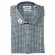 Calvin Klein Men's Slim Fit 4-Way Stretch Dress Shirt In Blue Check 15-15.5 34/35