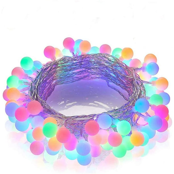 Cadena de luces multicolor de 10 m con 100 LED, 8 modos de iluminación, control remoto, IP65, ideal para decoración de interiores y exteriores, árbol de Navidad y fiestas.