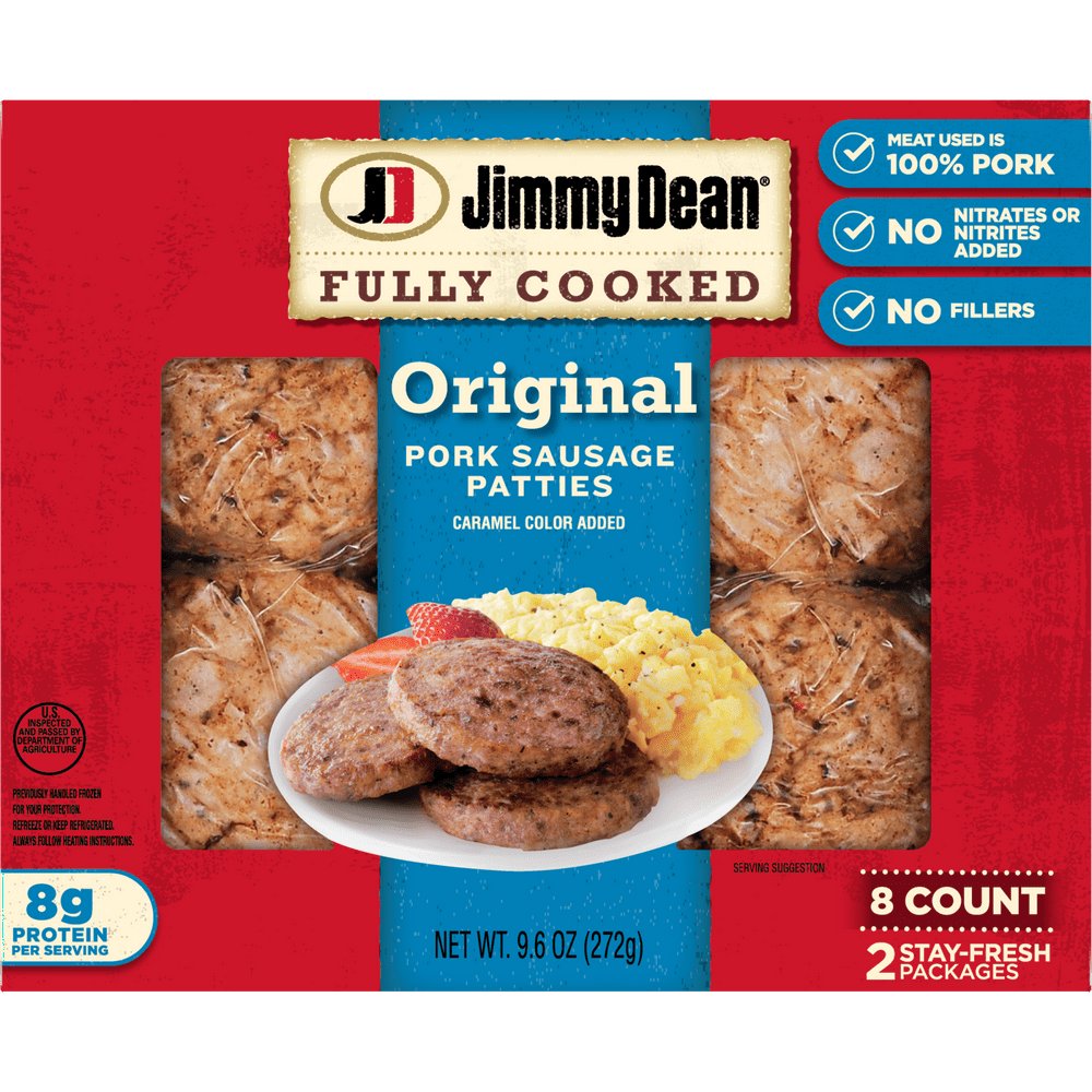 Jimmy Dean Fully Cooked Original Pork Sausage Patties, 8 Count ...