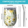 thumbnail image 5 of 12oz Stemless Wine Tumblers White Sunflower Vacuum Insulated Stainless Steel Travel Tumbler Cups Mug with Lid and Straw for Champaign,Cocktail,Beer with Cleaning Brush, 5 of 5