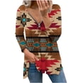 thumbnail image 1 of Tops Para Mujer Camisas de Manga Larga Moda de Otoño Blusa Con Estampado de Cuello en V Cremallera Otoño Causal Pullover Odeerbi  ODB148413, 1 of 5