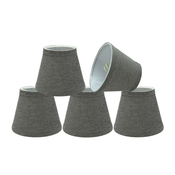 Aspen Creative 32064-5 Small Hardback Empire Shape Chandelier Clip-On Lamp Shade Set (5 Pack), Transitional Design in Grey, 5" bottom width (3" x 5" x 4")