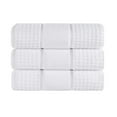thumbnail image 3 of Superior Zero Twist 3-Piece Cotton Bath Towel Set, Waffle Border Ultra Doft Quick Dry Towels, White, 3 of 13