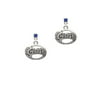 Oval with Music Notes - Blue Crystal Post Earrings